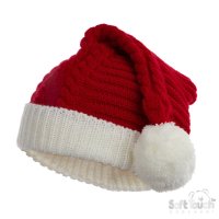 H694-X: Cable Santa Hat with Pom Pom (0-12M)